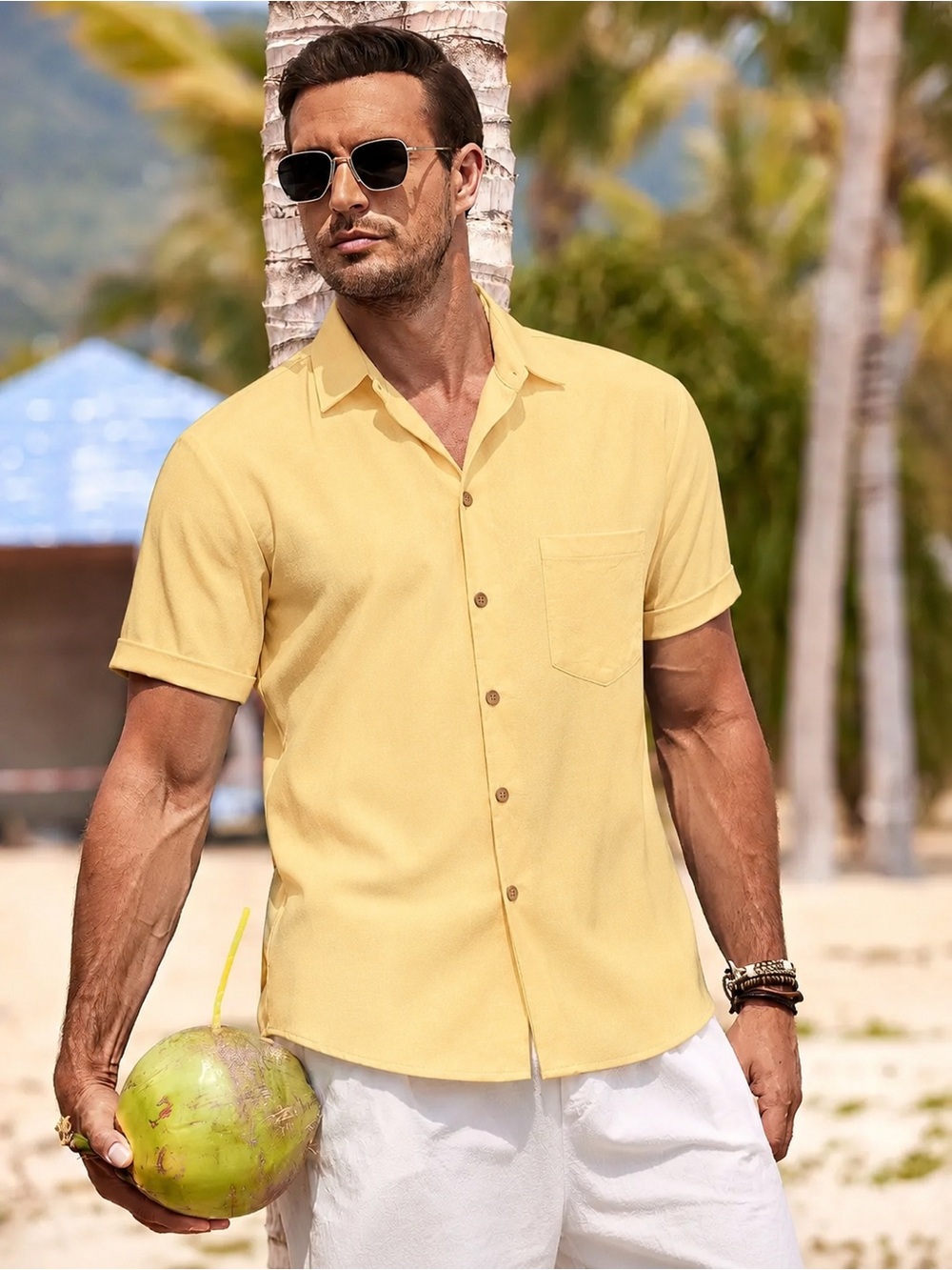 Montego Mon Shirt XXL Yellow 100% Silk Resort